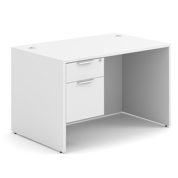 Officesource OS Laminate Collection Single 3/4 Pedestal Desk - 48'' x 30'' SGLHDPL121WH